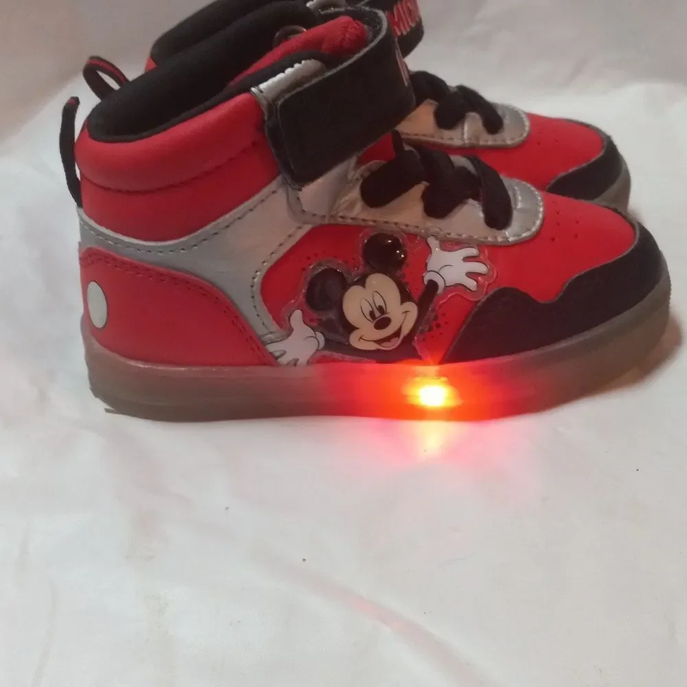 Disney Junior Mickey Mouse Light Up Hi Toddler Shoes Size 7